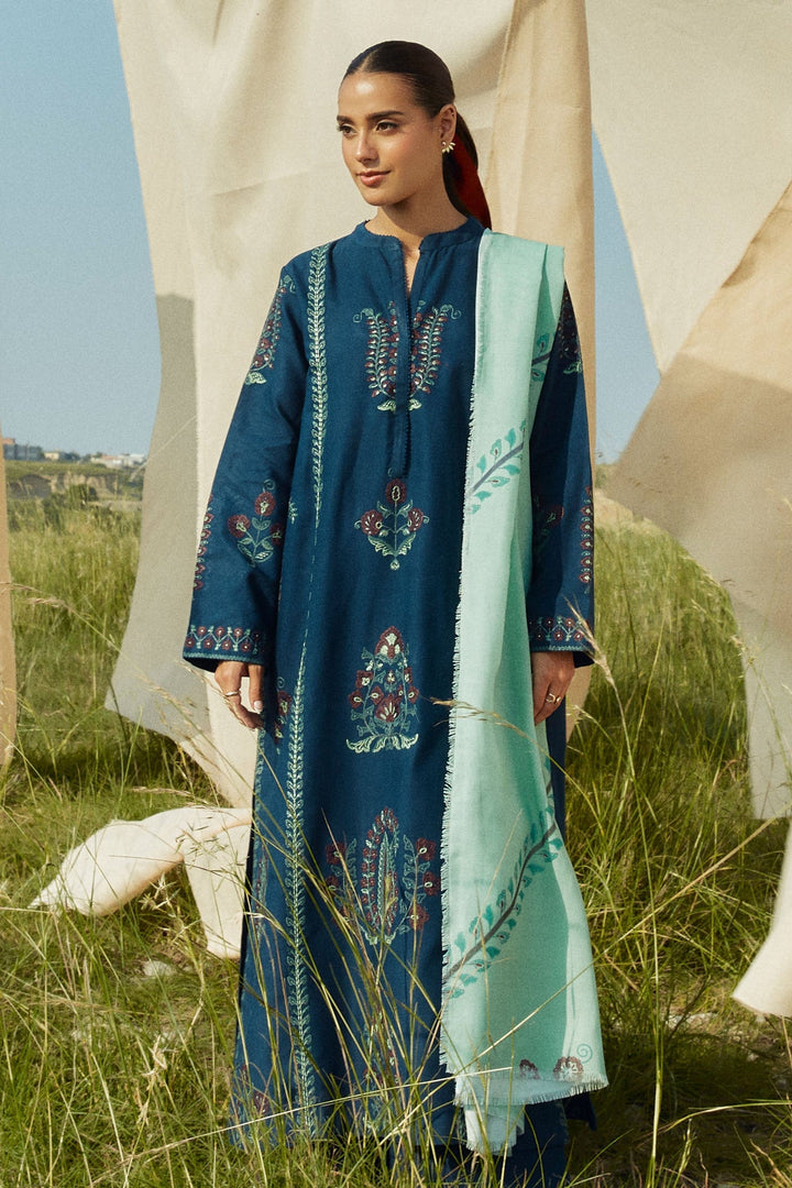 3 Piece Unstitched Heavy Embroidered Lawn Suit With Digital Printed Lawn Dupatta