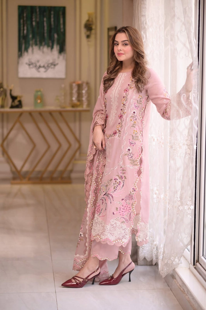 | UNSTITCHED LAWN 3PC EMBROIDERED SUITE WITH DUPATTA EMBROIDERED