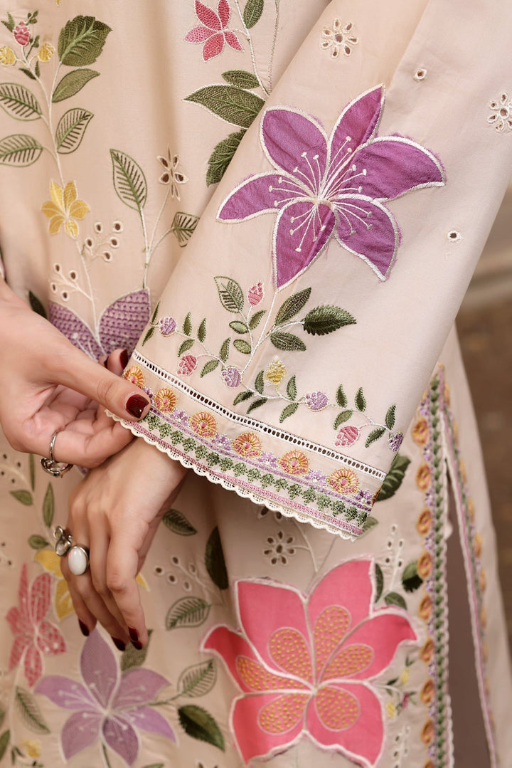 3PC LAWN EMBROIDERED SHIRT WITH KHAADI NET PRINTED DUPATTA & EMB TROUSER-BIC-4783