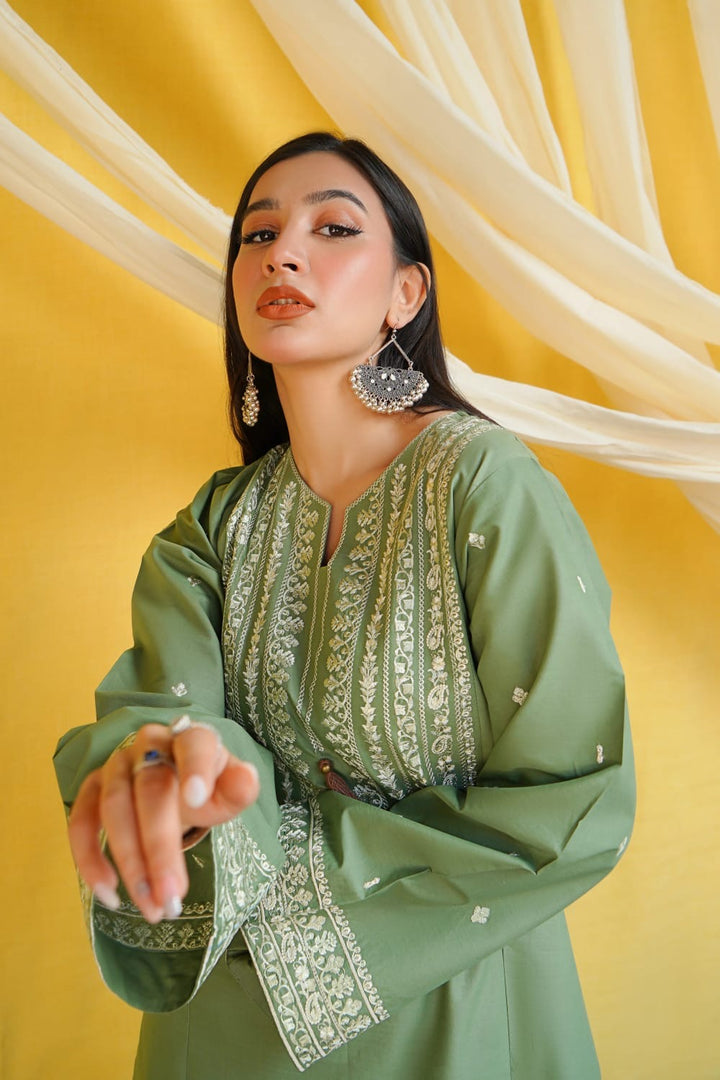 Dhanak-3PC Embroidered Shirt with Digital Printed Wool Shawl