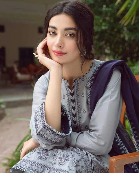 WINTER-3PC DHANAK EMBROIDERED SHIRT WITH DHANAK EMBROIDERED SHAWL & EMB