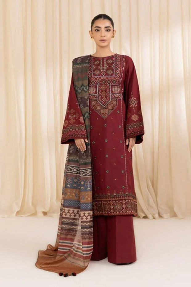 DHANAK 3PC UNSTITCHED HEAVY EMBROIDERED SUIT