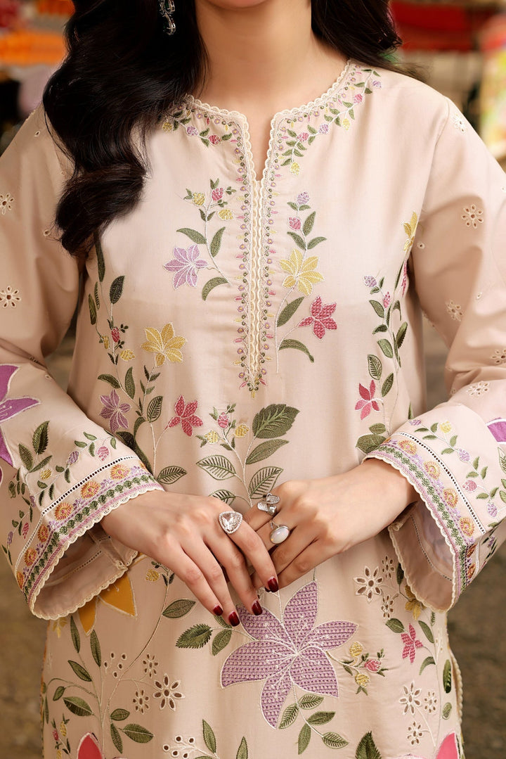 3PC LAWN EMBROIDERED SHIRT WITH KHAADI NET PRINTED DUPATTA & EMB TROUSER-BIC-4783