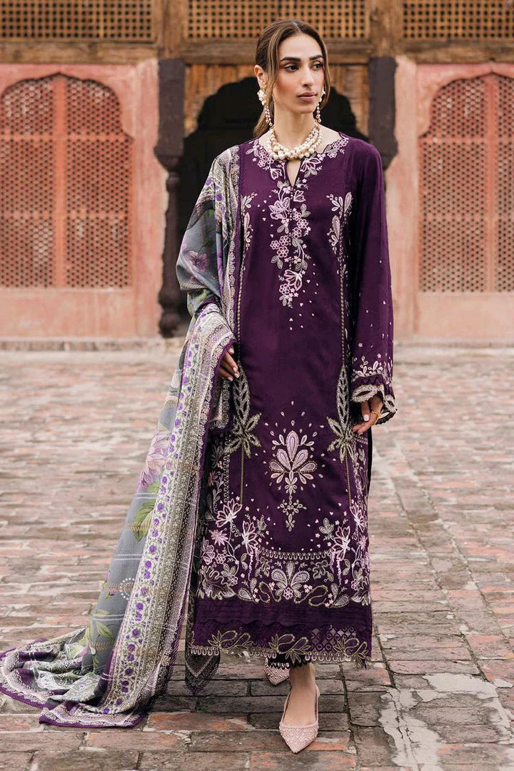 3PC KARANDI EMBROIDERED SHIRT WITH WOOL PRINTED SHAWL AND TROUSER-BIC-5140