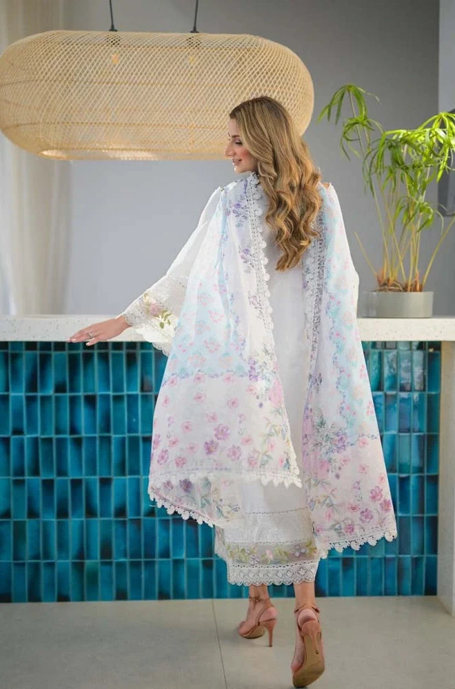 Dhanak-3PC Embroidered Shirt with Digital Printed Wool Shawl