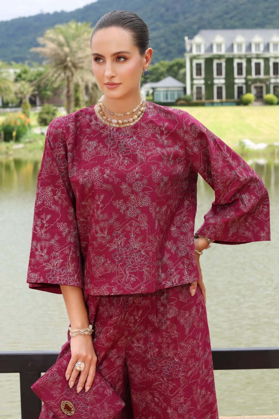 ELAF | ROSHNE | UNSTITCHED LAWN 3PC EMBROIDERED SUITE