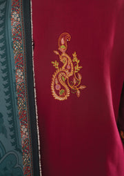 GRACE W570-EMBROIDERED 3PC MARINA DRESS WITH PRINTED SHAWL