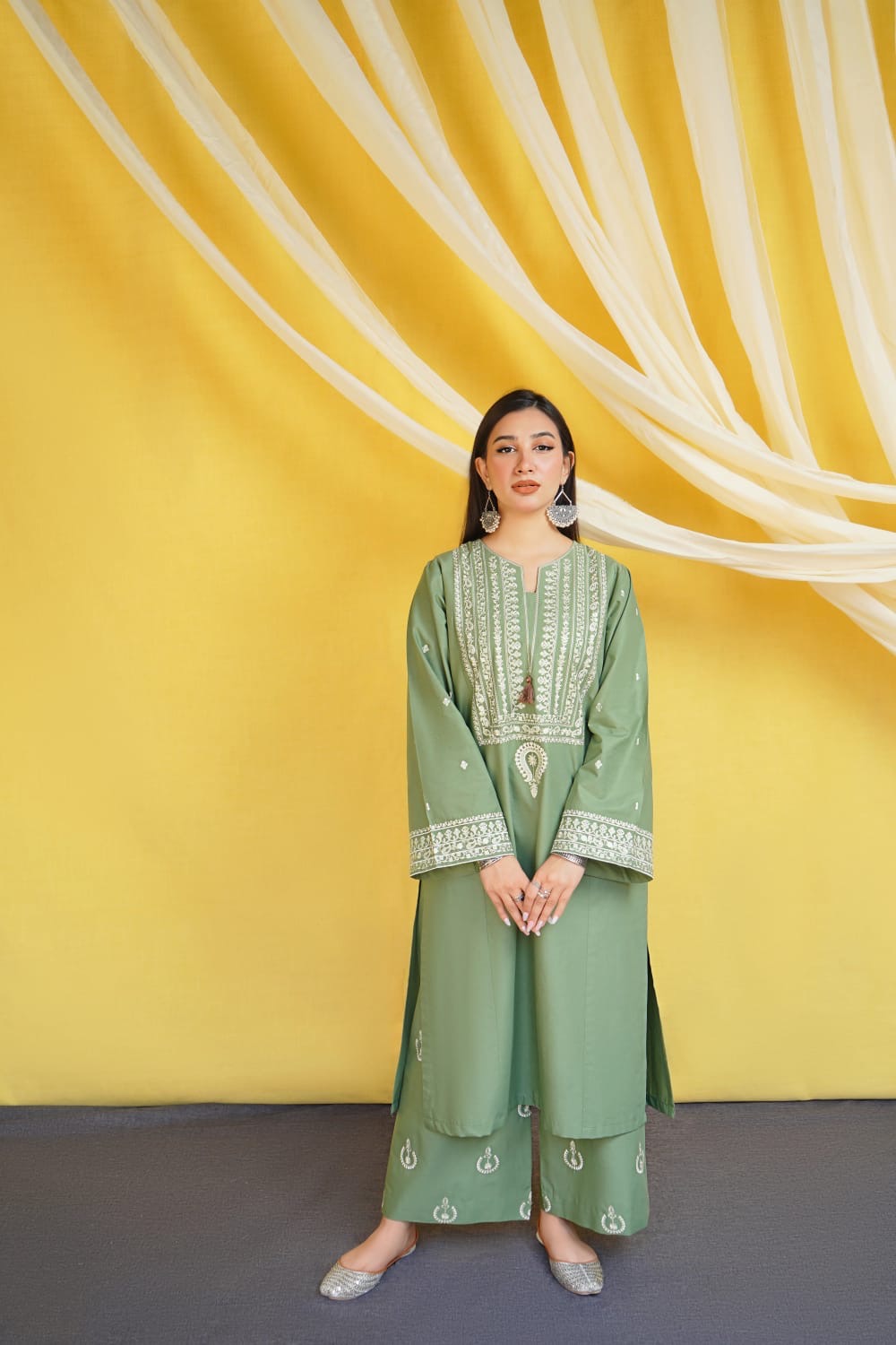Dhanak-3PC Embroidered Shirt with Digital Printed Wool Shawl