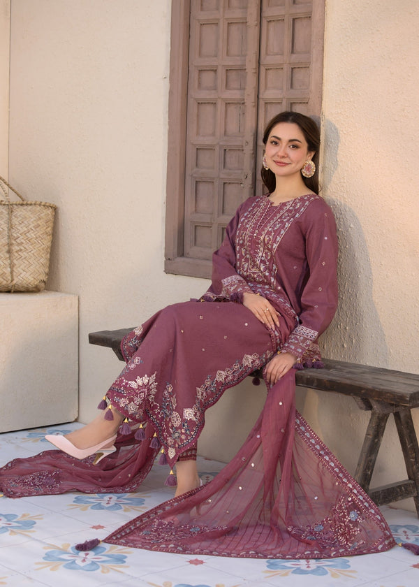 Dhanak-3PC Sequence Embroidered Shirt Embroidered Dupatta