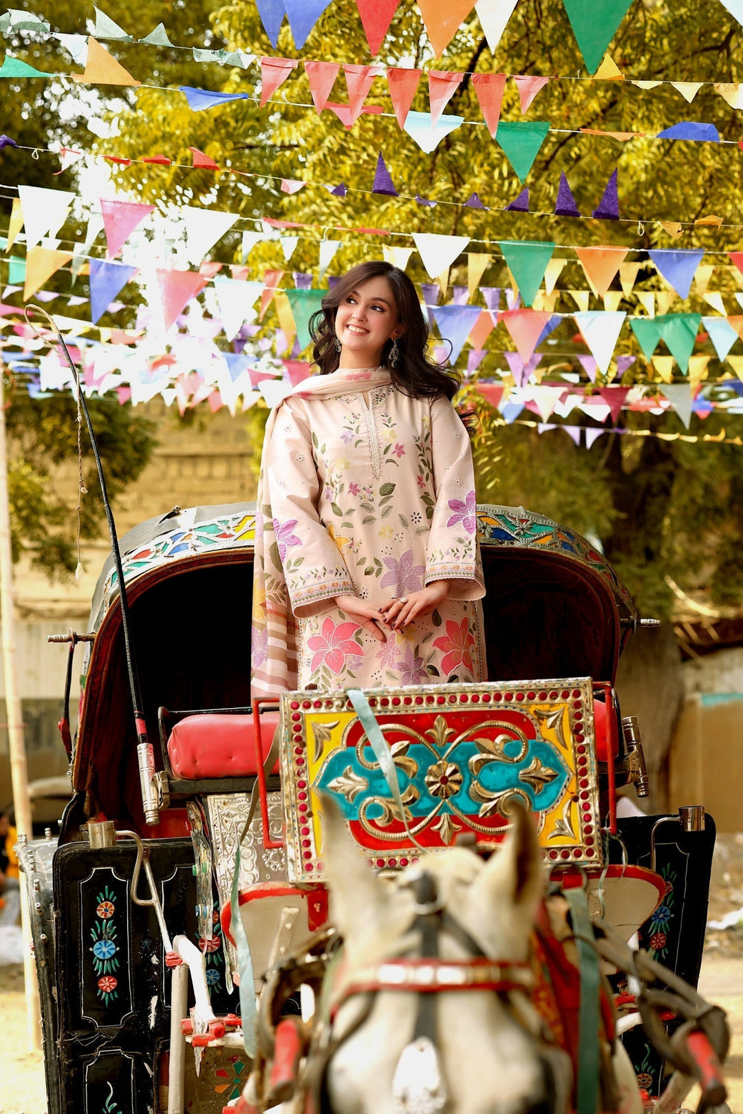 3PC LAWN EMBROIDERED SHIRT WITH KHAADI NET PRINTED DUPATTA & EMB TROUSER-BIC-4783