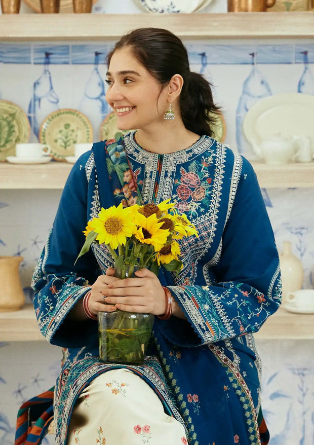 EMBROIDERED KHADDAR UNSTITCHED 3 PIECE SUIT - 9A