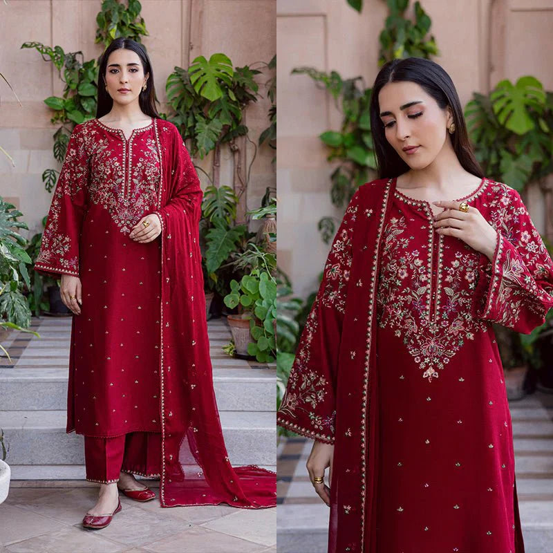 EC668 | UNSTITCHED | EMBROIDERED 3 PIECE