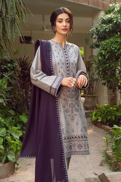 WINTER-3PC DHANAK EMBROIDERED SHIRT WITH DHANAK EMBROIDERED SHAWL & EMB