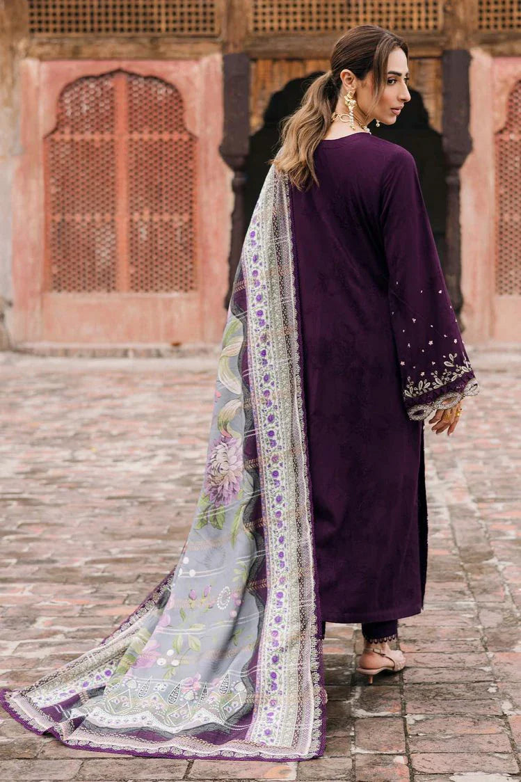 3PC KARANDI EMBROIDERED SHIRT WITH WOOL PRINTED SHAWL AND TROUSER-BIC-5140