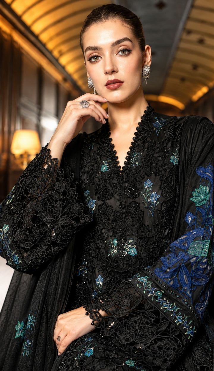 DHANAK-3PC EMBROIDERED SHIRT WITH DHANAK EMBROIDERED DUPATTA