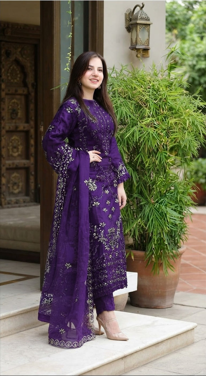 DANANIL LAWN HEAVY 3PC EMBOIDERY KD-PURPLE-1021