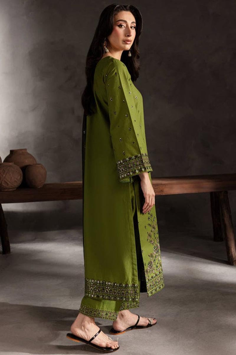 3PC DHANAK EMBROIDERED SHIRT WITH DHANAK EMBROIDERED SHAWL AND EMB TROUSER ZE-1009