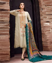 GRACE W570-EMBROIDERED 3PC MARINA DRESS WITH PRINTED SHAWL