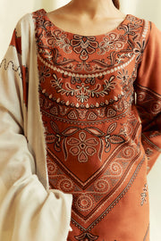 DHANAK 3PC UNSTITCHED HEAVY EMBROIDERED SUIT