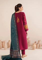 GRACE W570-EMBROIDERED 3PC MARINA DRESS WITH PRINTED SHAWL