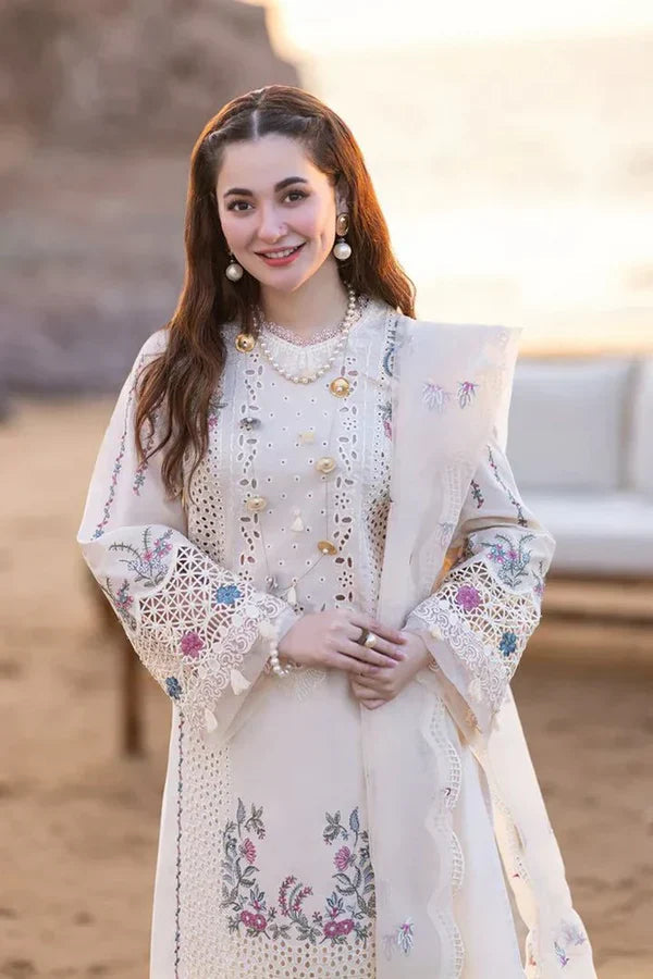 3PC LAWN EMBROIDERED SHIRT WITH ORGANZA EMBROIDERED DUPATTA ZE-003