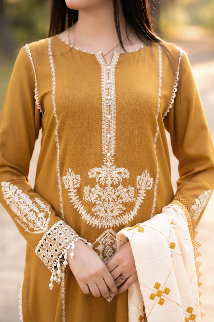 Dhanak-3PC Embroidered Shirt with Dhanak Embroidered Shawl
