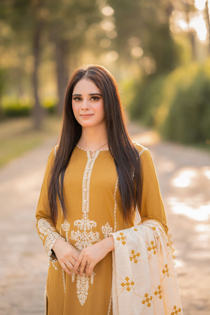 Dhanak-3PC Embroidered Shirt with Dhanak Embroidered Shawl