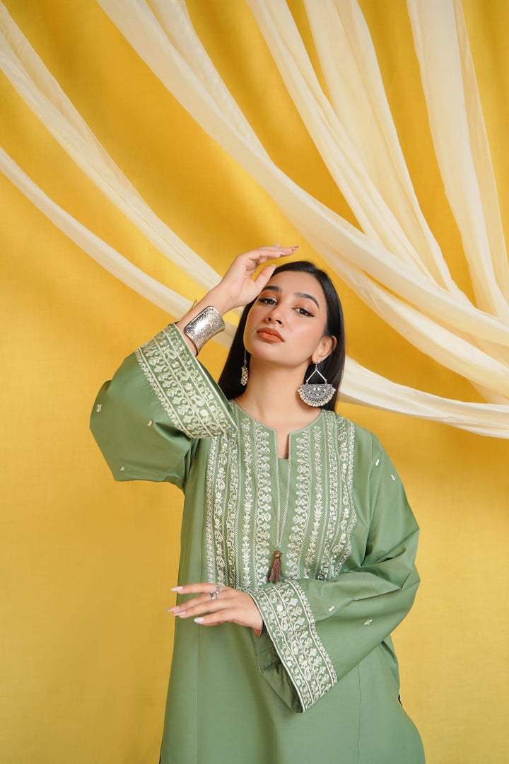 Dhanak-3PC Embroidered Shirt with Digital Printed Wool Shawl