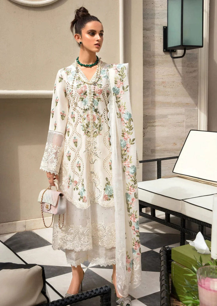 Crimson 3Pc Embroidered Lawn Suit With Embroidered Organza Dupatta