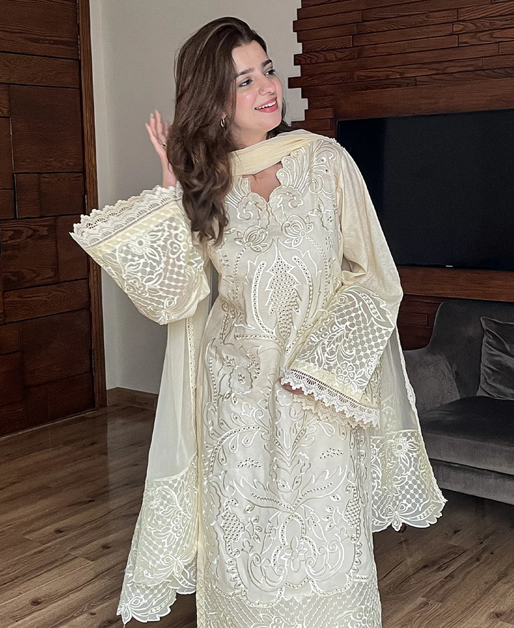 REGAL 3PC CAMBRIC EMBROIDERED SUIT - 439 - View 4