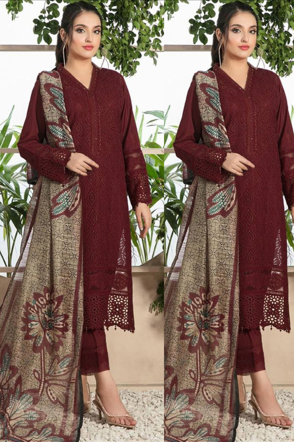 SUMMER ELEGANCE 3PC EMBROIDERED LAWN SUIT - 410