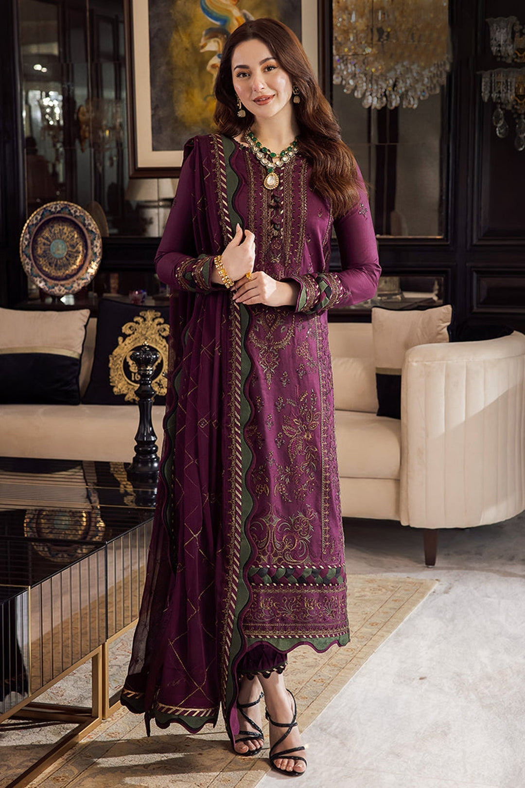 MAJESTIC EMBROIDERED 3PC LAWN SUIT - 407 - View 10