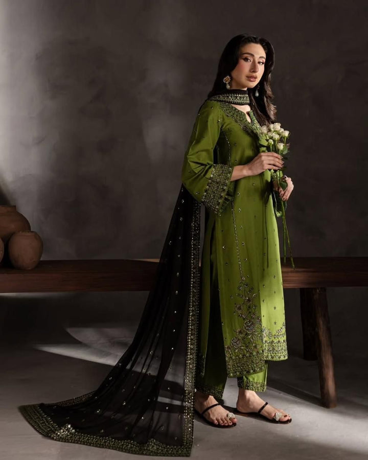 MAJESTIC EMBROIDERED 3PC LAWN SUIT - 457 - View 4