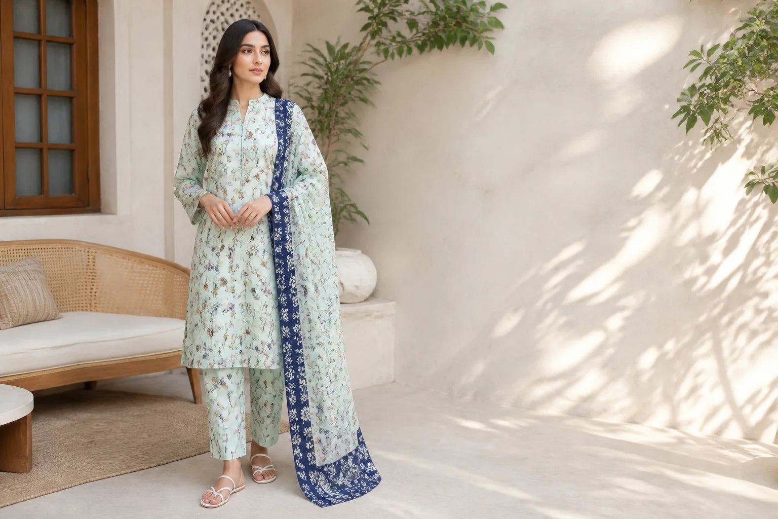 ETHNEC printed two-piece fashion campaign